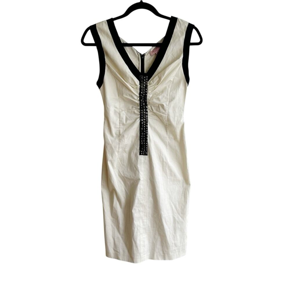 Ted Baker Stretch Cream Sheath Dress with Embellishments & Grosgrain Detail Sz 0